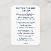 Prayer for the Unborn – Catholic Prayer Card Platzkarte (Rückseite)