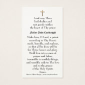 Prayer Holy Card for Catholic Priest Religious (Rückseite)