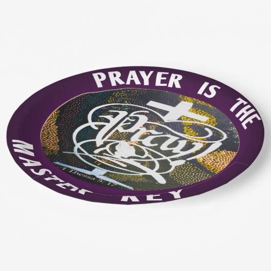 PRAYER IST DER MASTERSCHLÜSSEL. Bete! Pappteller (Schrägansicht)
