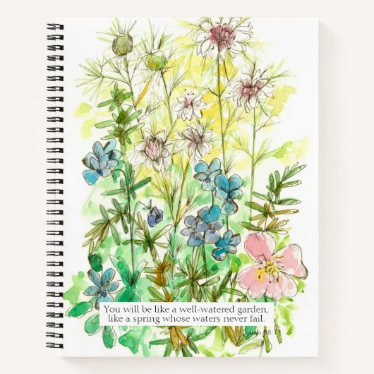 Prayer Journal Bible Verse Isaiah 58 11 Primrose Notizblock (Vorderseite)