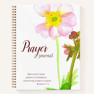 Prayer Journal Bible Verse Romans 12:12 Blume Notizblock