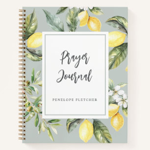 Prayer Journal Wasserfarblemons Elegantes Alter Notizblock