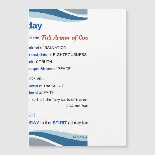 Prayer Magnet - Full Armor of God - 7"x5" (Vorderseite)