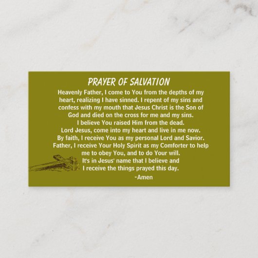 PRAYER OF SALVATION hinzufügen Kirche oder Ministe Visitenkarte (Vorderseite)