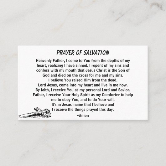 PRAYER OF SALVATION hinzufügen Kirche oder Ministe Visitenkarte (Vorderseite)