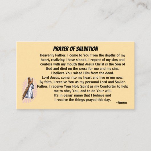 PRAYER OF SALVATION hinzufügen Kirche oder Ministe Visitenkarte (Vorderseite)