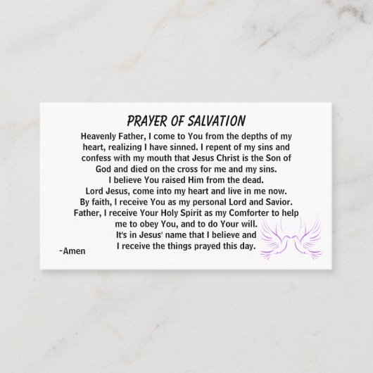 PRAYER OF SALVATION hinzufügen Kirche oder Ministe Visitenkarte (Vorderseite)