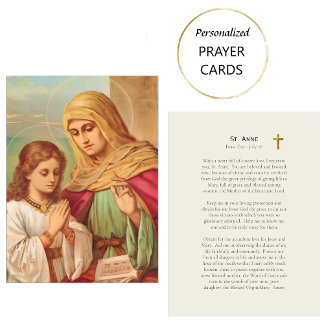 Prayer to St. Anne, Catholic Prayer Card Platzkarte