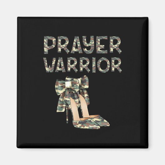 Prayer Warrior Camo High Heels Bow Faith God Jesus Magnet (Vorne)