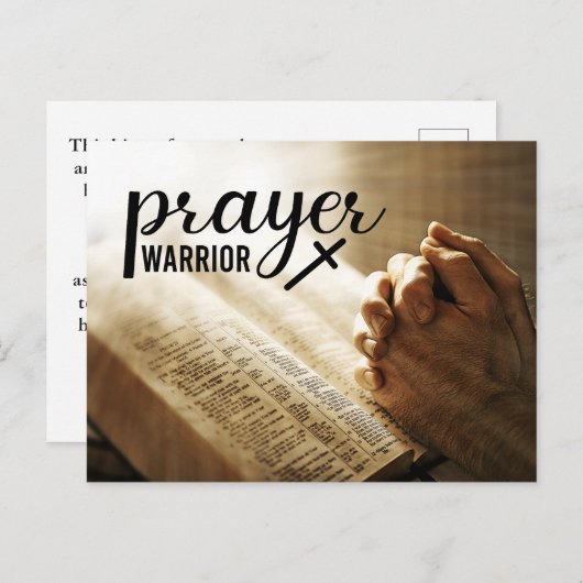 PRAYER WARRIOR Gebet Hand Bibel Christliches Kreuz Postkarte (Vorne/Hinten)