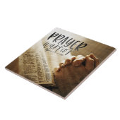 PRAYER WARRIOR Gebet Hände auf offene Bibel Fliese (Seite)