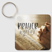 PRAYER WARRIOR Gebet Hände auf offene Bibel Schlüsselanhänger (Vorderseite)