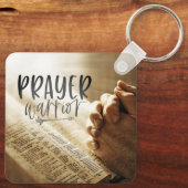 PRAYER WARRIOR Gebet Hände auf offene Bibel Schlüsselanhänger (Rückseite)