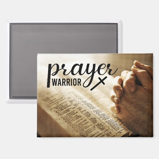 PRAYER WARRIOR Offene Bibel Christliches Kreuz Magnet (Vorderseite/Rückseite)
