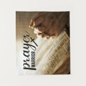 PRAYER WARRIOR Offene Bibel Christliches Kreuz Wandteppich (Vorderseite)