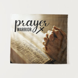 PRAYER WARRIOR Offene Bibel Christliches Kreuz Wandteppich