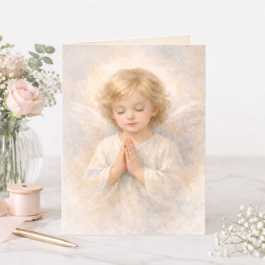 Praying Angel Child Watercolor Religious Karte