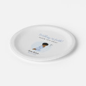 Praying Baby Boy Blue Baptism Party Paper Plates Pappteller (Schrägansicht)