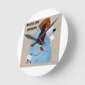 Praying Basset Hound Bless my Mommy Runde Wanduhr (Winkel)