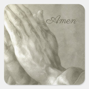 Praying Hands Amen Quadratischer Aufkleber