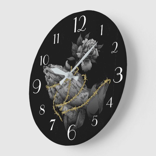 Praying Hands and Rose  Große Wanduhr (Winkel)
