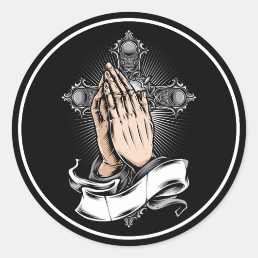Praying Hands Classic Round Aufkleber (Vorderseite)