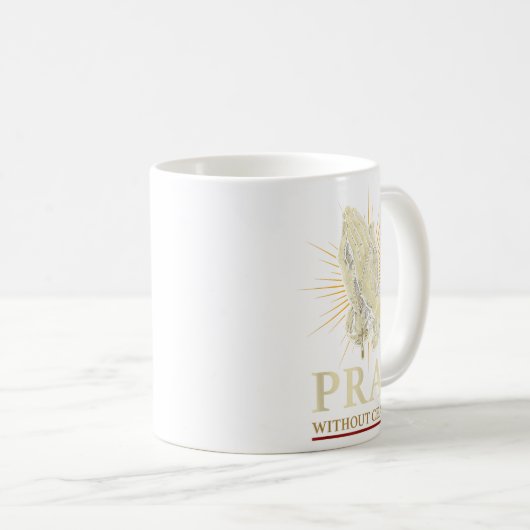 Praying Hands Jesus Cross Rosary Faith Devotion Pr Kaffeetasse (VorderseiteRechts)