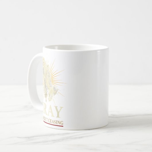 Praying Hands Jesus Cross Rosary Faith Devotion Pr Kaffeetasse (Vorderseite Links)