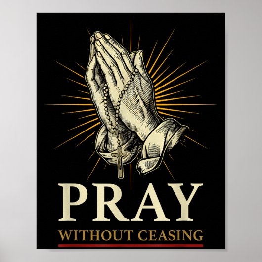 Praying Hands Jesus Cross Rosary Faith Devotion Pr Poster (Vorne)