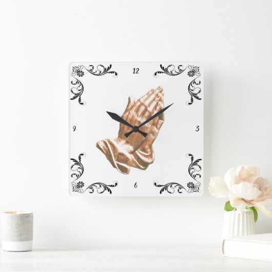 PRAYING HANDS QUADRATISCHE WANDUHR (Zuhause)