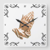 PRAYING HANDS QUADRATISCHE WANDUHR (Vorderseite)