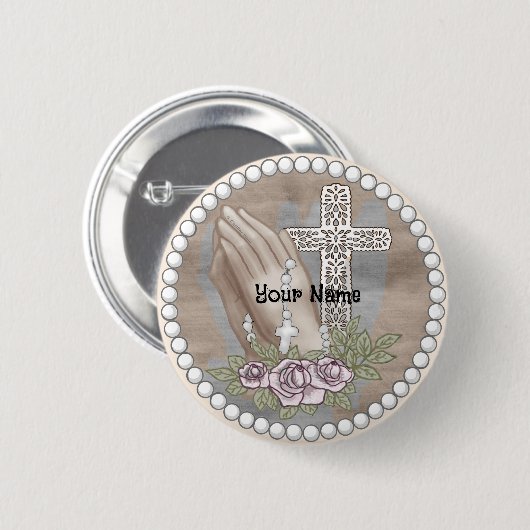 Praying Hands Rosary Button (Vorne & Hinten)