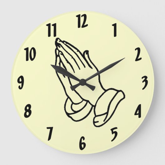 Praying Hands Wall Clock Große Wanduhr (Vorderseite)