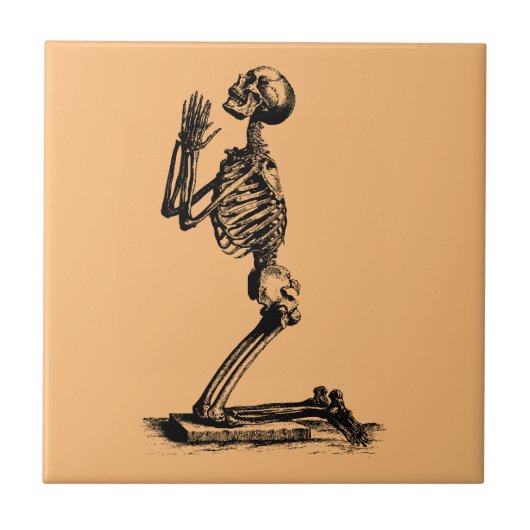 Praying Skeleton - Vintage Wit für das Soul Fliese (Vorderseite)