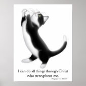Praying Tuxedo Kitten Philippians 4:13 Poster (Vorne)