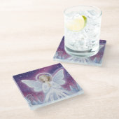 PrayingWinterAngel Glasuntersetzer (Schrägansicht)