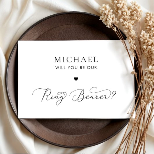 Präzise Script & Heart Ring Bearer Vorschlag Card Einladung