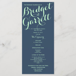 Präzise und Navy Blue Text Design Hochzeitsprogram Programm