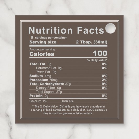 Präzisierter bearbeitungsfähiger Ahornsirup Nährwe Geschenkanhänger (Rückseite)