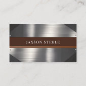 Präzision aus gebürstetem Metall und Braunen Visitenkarte (Vorderseite)
