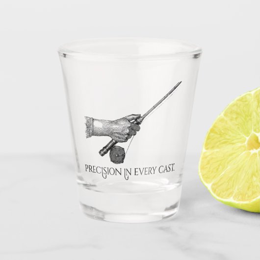 Präzision in jedem Wurf Schnapsglas (Vorderseite)