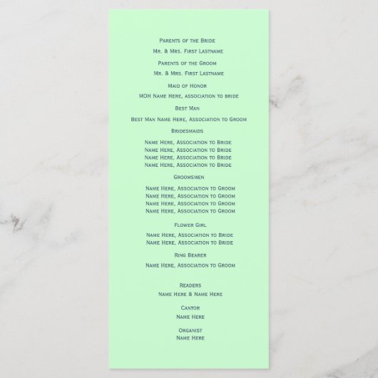 Präzision mit Blue Text Design Hochzeitsprogramm Programm (Rückseite)