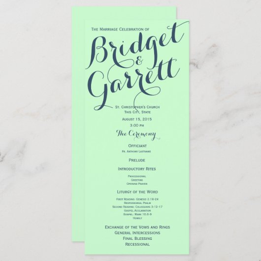 Präzision mit Blue Text Design Hochzeitsprogramm Programm (Vorne/Hinten)