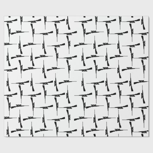 Präzisionskleidung: Jagdmotiv Schwarz/Weiß P Geschenkpapier (Flach)