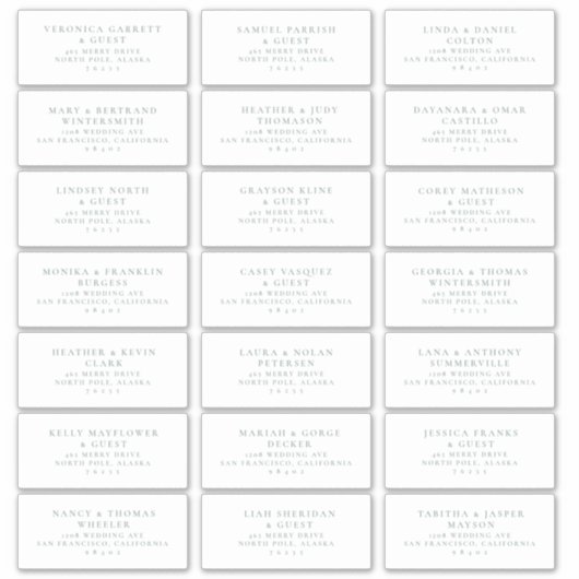 Pre-addressed Wedding Guest Mailing Label Stickers (Vorderseite)