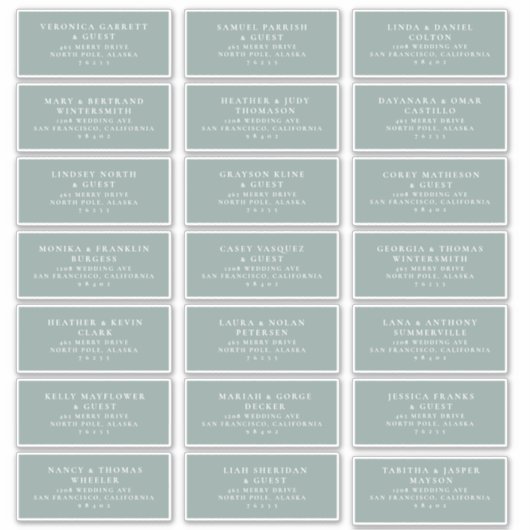 Pre-addressed Wedding Guest Mailing Label Stickers (Vorderseite)