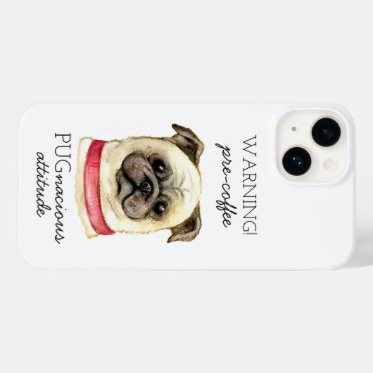 Pre-Coffee Pugnacious Haltung mit Mops Case-Mate iPhone Hülle (Rückseite (Horizontal))
