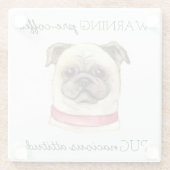 Pre-Coffee Pugnacious Haltung mit Mops Glasuntersetzer (Rückseite)