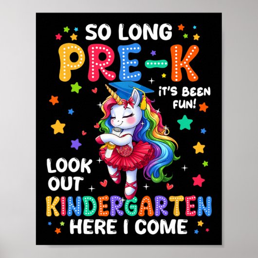 Pre-k Abschluss 2025 Einhorn Girl Kindergarten He Poster (Vorne)