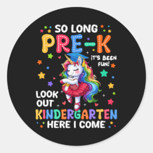 Pre-k Abschluss 2025 Einhorn Girl Kindergarten He Runder Aufkleber